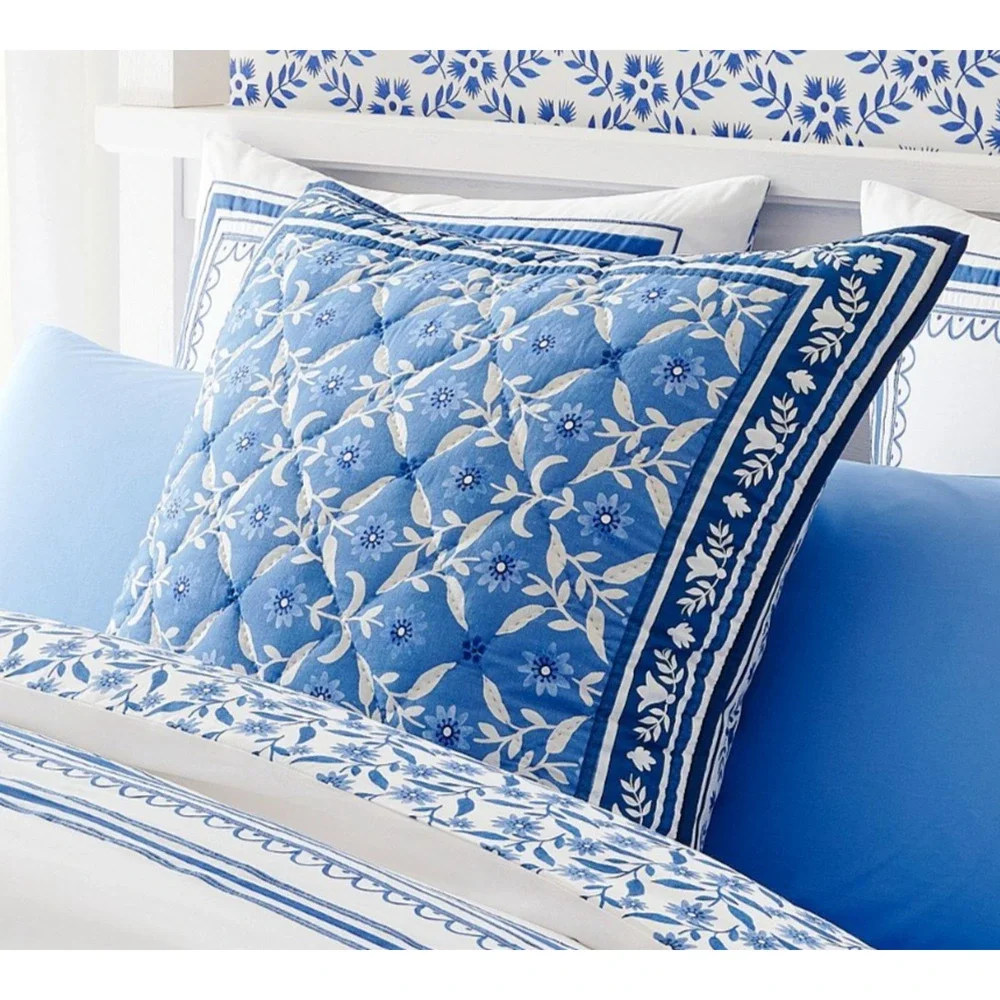 Pottery Barn X Mark D. Skies Pillow Shams Clementine Quilted Euro Covers in EUC